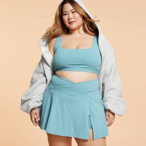 Blogilates Women's Crisscross Slit High-Rise Skort Size 3X in Teal Blue